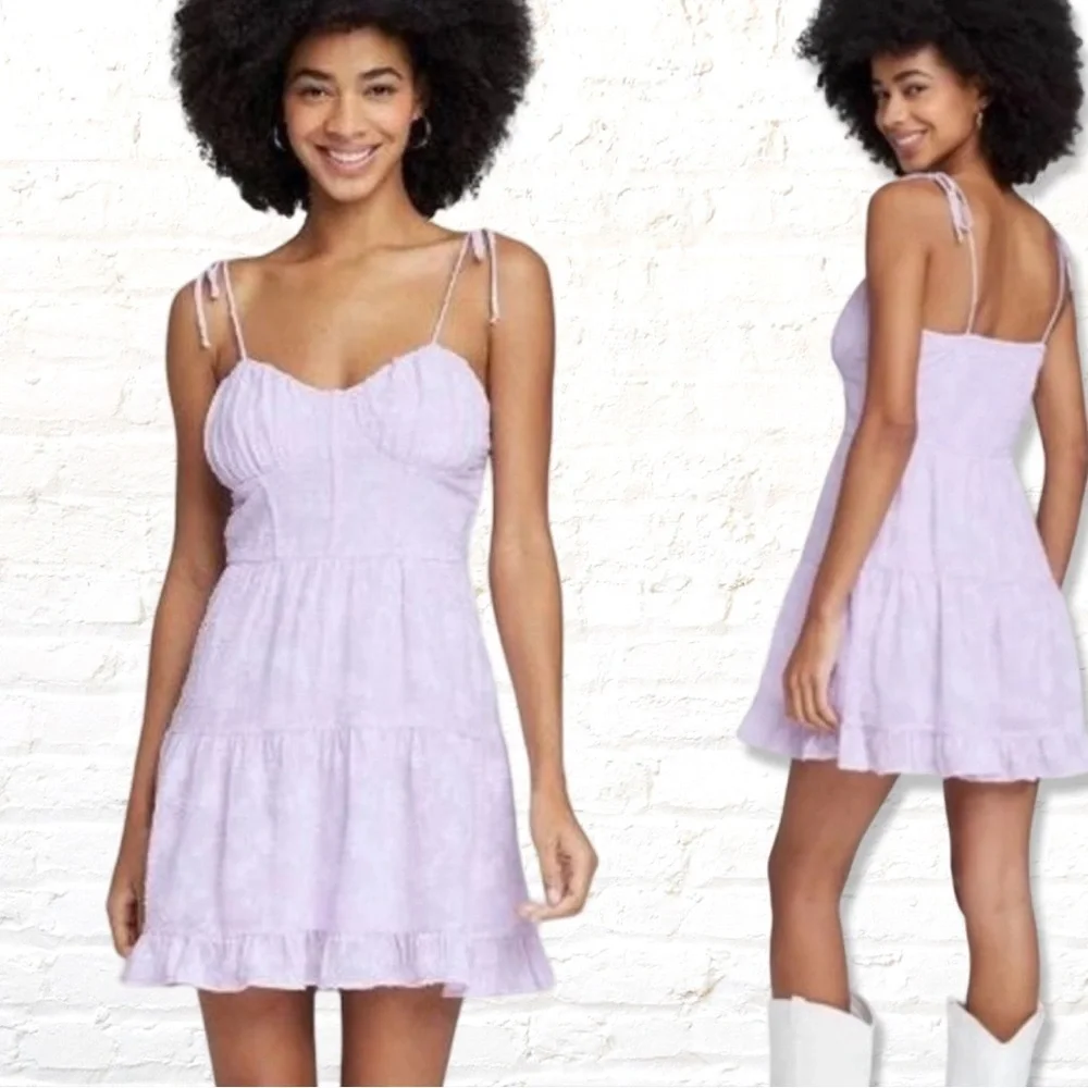 Wild Fable Violet Sleeveless Embossed Lace Floral Fit & Flare Mini Dress Large